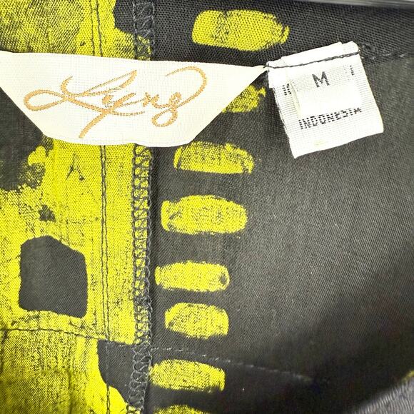 Lynz Sz Medium Green Black Wearable Art Blouse Shirt Top Unique Abstract Artsy - Picture 2 of 8